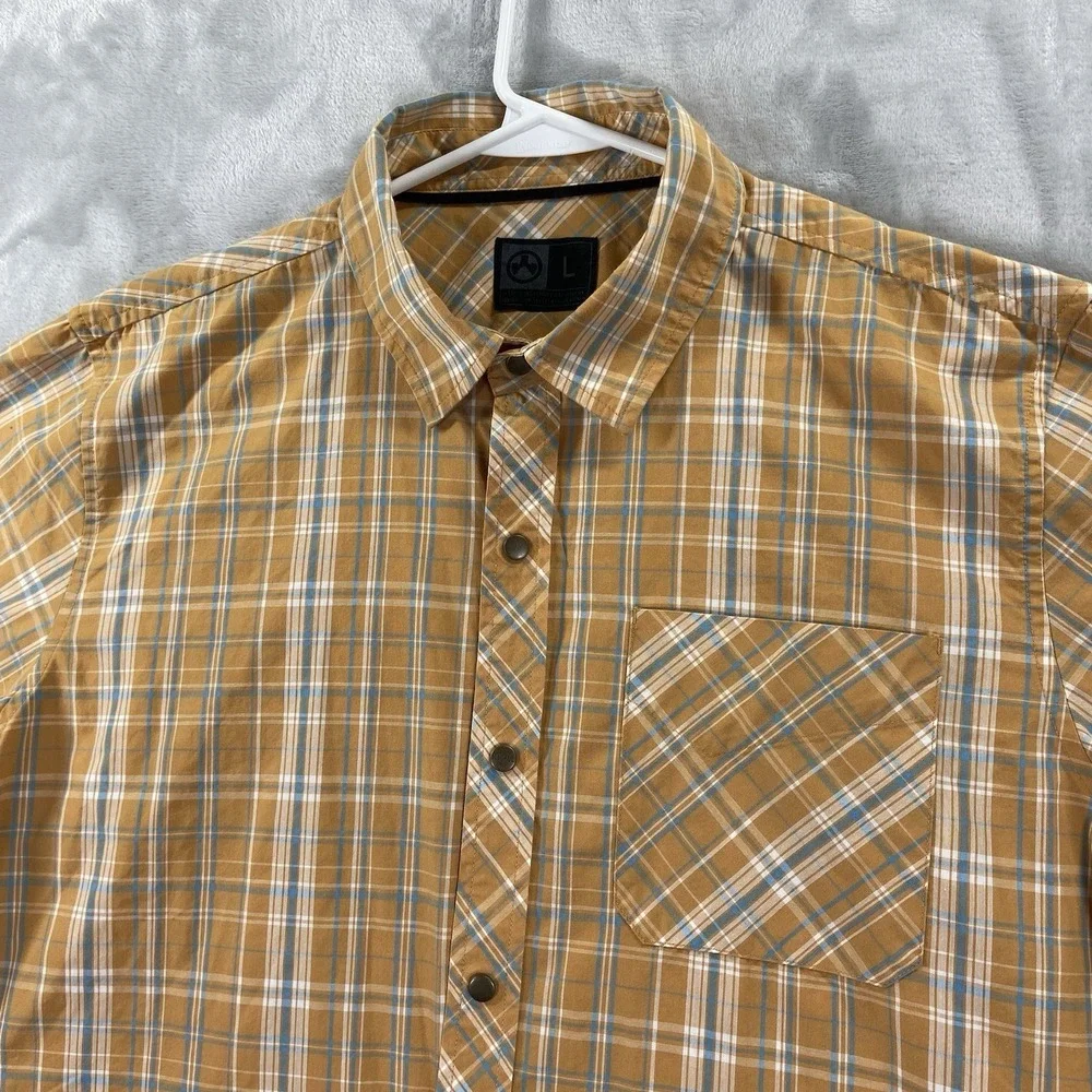 Magpul Industries Shirt men's Large Snap Buttons Plaid Chest Pocket Short Sleeve